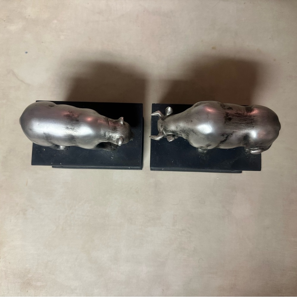 Silver Bull and Bear Bookends - Picture 3 of 5